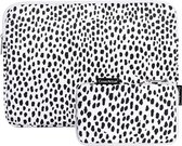 Laptop Sleeve 13.3 inch Zwart Wit Luipaard Panterprint Dots + Accessoires Etui