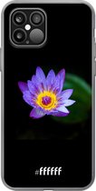 6F hoesje - geschikt voor iPhone 12 Pro - Transparant TPU Case - Purple Flower in the Dark #ffffff