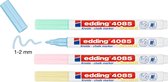 edding 4085 Krijtstiften - 4 pastel kleuren krijtmarkers - Ronde punt van 1-2 mm - Geschikt als raamstift
