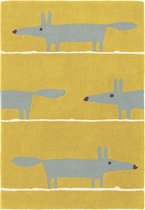 Scion - Mr Fox Mustard 25306 Vloerkleed - 090x150 cm - Rechthoekig - Kinder, Laagpolig Tapijt - Scandinavisch - Geel, Grijs