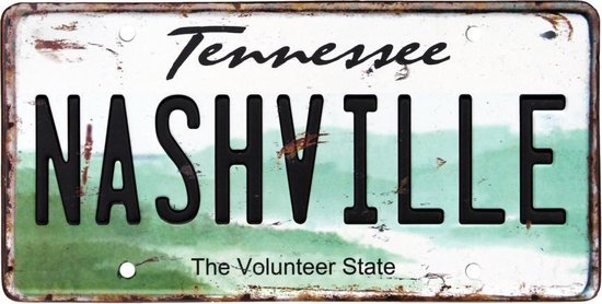 Signs-USA - Souvenir kentekenplaat nummerbord Amerika - verweerd - 30,5 x 15,3 cm - Nashville - Tennessee