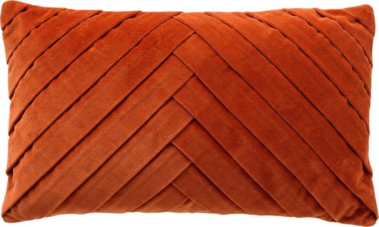 Dutch Decor FEMM – Sierkussen 30x50 cm - velvet - effen kleur - Potters Clay - oranje - Inclusief binnenkussen - Dutch Decor