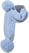 Soft Touch - Gebreide Baby Sjaal met pompoms - Blauw - 0/24 mnd
