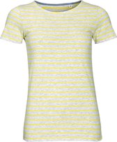 SOLS Dames/dames Miles Gestreept T-Shirt met korte mouwen (As/Lemon)