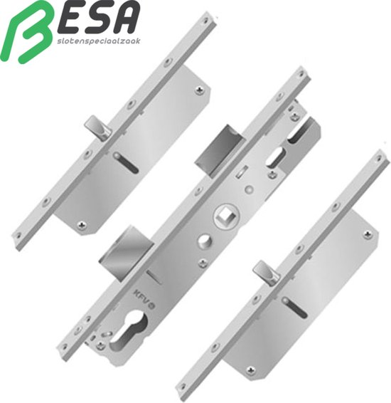 Serrure multipoints KFV AS2300 92/45 avec 2 broches Plaque avant: forme en U 24 mm, W000
