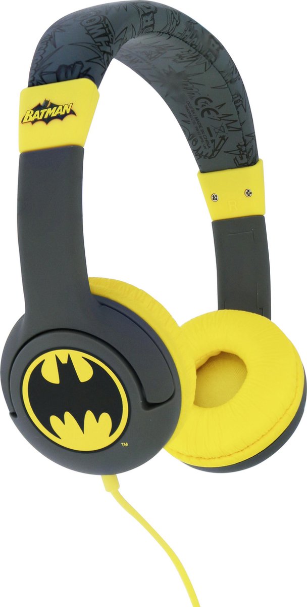 Batman - kinder koptelefoon - volumebegrenzing - verstelbaar - comfortabel (zwart/geel)