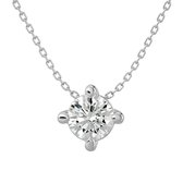 AËLRA 14K wit gouden dameshanger, 0.05 ct natuurlijke ronde solitaire diamant met ketting
