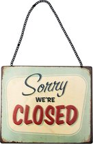 Signs-USA - Closed sign aan een ketting - groen rood vintage verweerde uitvoering - metaal - 30 x 25 cm