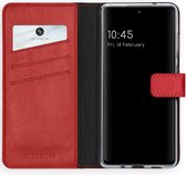 Selencia Hoesje Geschikt voor Samsung Galaxy S20 FE Hoesje Met Pasjeshouder - Selencia Echt Lederen Bookcase - Rood