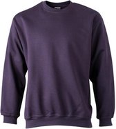 James and Nicholson Unisex Round Heavy Sweatshirt (Aubergine)
