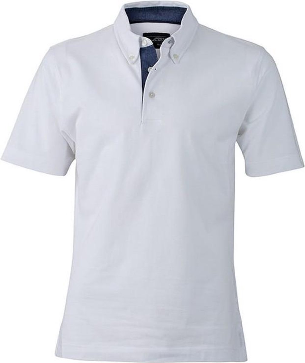 James and Nicholson Herenpolo (Wit/donker denim)