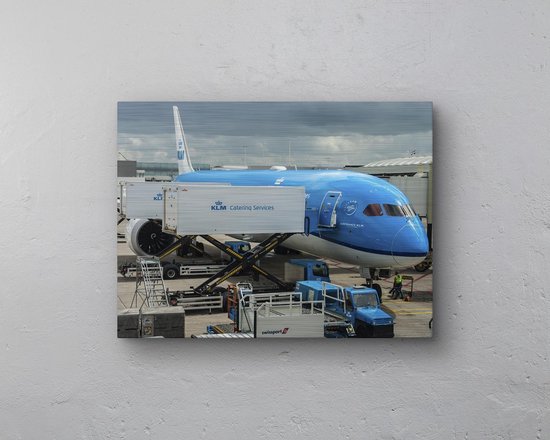 - Schilderij - Klm Boeing Docked Inclusief Ophangplaatjes Luchtvaart Muurdecoratie - Multicolor - 40 X 30 Cm