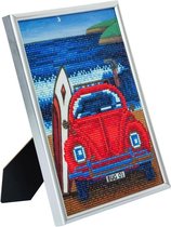 Diamond Painting Crystal Art Kit ® Beetle on the Beach 21x25 cm incl. zileveren frame met standaard, partial painting portrait