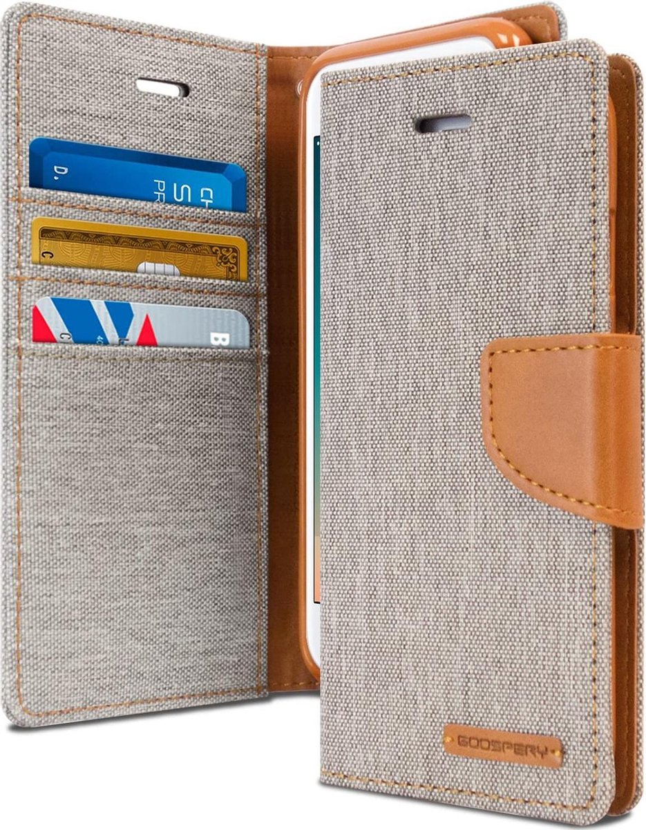 Apple iPhone 7 Plus - 8 Plus Denim Bookcase - Grijs - Spijkerstof - Portemonnee hoesje