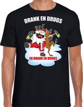 Fout Kerstshirt / Kerst t-shirt Drank en drugs zwart voor heren - Kerstkleding / Christmas outfit M