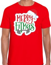 Merry fitmas Kerstshirt / Kerst t-shirt rood voor heren - Kerstkleding / Christmas outfit XL