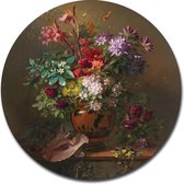 Muurcirkel Stilleven met bloemen in een Griekse vaas - Georgius Jacobus Johannes van Os - 60x60 cm - Wandcirkel - Dibond - Aluminium