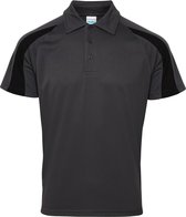 Awdis Gewoon Cool Mens Korte Mouw Contrast Paneel Poloshirt (Houtskool/Jet zwart)