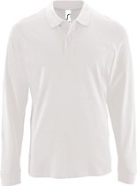 SOLS Heren Perfecte Lange Mouw Pique Polo Shirt (Wit)