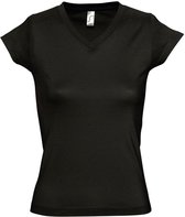 SOLS Dames/dames Maan V Hals T-Shirt met korte mouwen (Diep zwart)