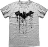 DC Comics Batman Heren Tshirt -M- Dripping Logo Grijs