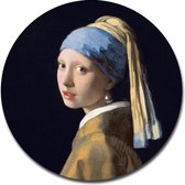 Muurcirkel Meisje met de Parel - Johannes Vermeer - 100x100 cm - Wandcirkel - Dibond - Aluminium