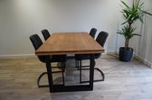 Industriële eettafel, kleur: bruin, 160x95 met matzwart U-onderstel