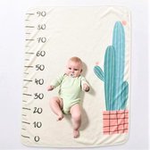 Baby Milestone Deken - Mijlpaaldeken met meettabel - Foto herinnering - Kraamcadeau Cactus Print - Extra zacht