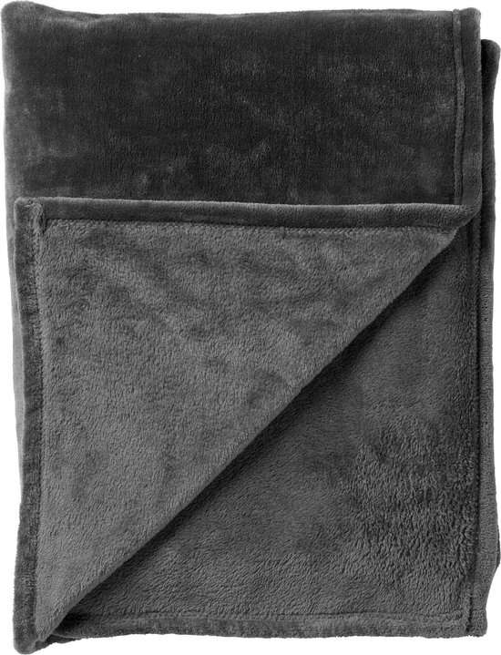Dutch Decor - BILLY - Plaid 150x200 cm - flannel fleece - superzacht - Charcoal Gray - antraciet