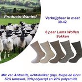 6 paar Lams Wollen Sokken in het Kleur Zwart | Maat 39-42