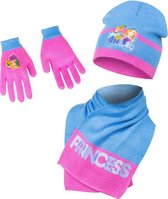 Disney Princess winterset - muts + sjaal+handschoenen - blauw - maat 48 cm (± 1-2 jaar)
