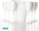 6x Witte Onbreekbare Champagneglazen en 1x Witte ijsemmer - Cadeau Set No.1 - PGplastics