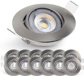 Emos Exclusive 2700K Warm Wit Set van 12 LED Inbouwspots, 450 lumen vervangt 50W, LED Spotjes | Ultra lage inbouwdiepte Inbouwspots geborsteld nikkel 50° Draaibaar