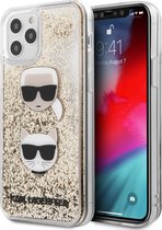 Goud hoesje van Karl Lagerfeld - Backcover - iPhone 12 - 12 Pro - Liquid Glitter