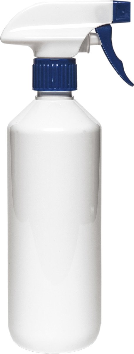 Lege plastic fles 500 ml PET wit - met blauwe spraykop - set van 10 stuks - Navulbaar - leeg