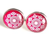 2 Love it Zeeuwse Knop Roze - Oorbellen - Oorstekers - Metaal - Doorsnee 12 mm - Roze - Wit - Zilverkleurig