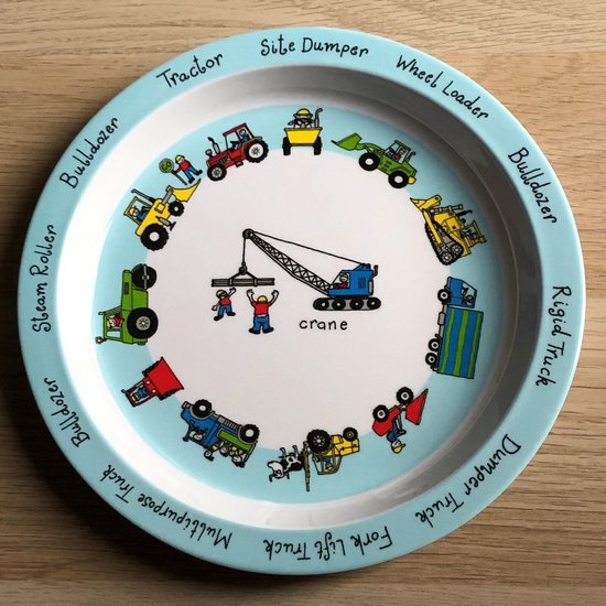 Tractor Werkvoertuigen kinder servies set melamine (bord + kom + bekertje + lepel) - Tyrrell Katz — afbeelding 3