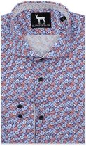 GENTS | Blumfontain Overhemd Heren Volwassenen bloemprint blauwrood Maat L 41/42