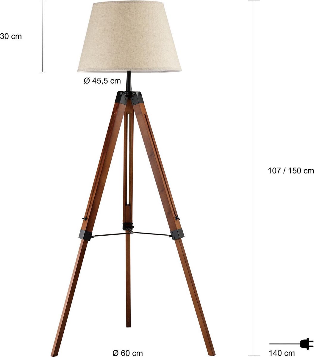 QUVIO Vloerlamp landelijk / Leeslamp / Sfeerlamp / Staande lamp / Lamp  vloer /... | bol.com