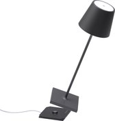 Zafferano - Poldina Pro MINI - H30CM - Donker Grijs - Ledlamp - Terraslamp - Bureaulamp – Tafellamp – Snoerloos – Verplaatsbaar – Duurzaam - Voor binnen en buiten – LED - Dimbaar -