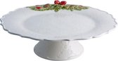 Bordallo Pinheiro Coroa de Natal Taartplateau - Kerst - Wit - Aardewerk - Ø 35,5 cm