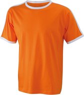 James and Nicholson - Heren T-Shirt (Oranje/Wit) Maat XXXL (3XL) - EK-WK-Olympische Spelen