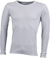 James and Nicholson - Heren Lange Mouwen T-Shirt (Wit)