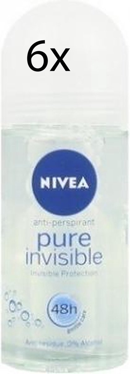 Nivea Deo Roll-on Pure Invisible 6 x 50 ml - voordeelverpakking - NIVEA