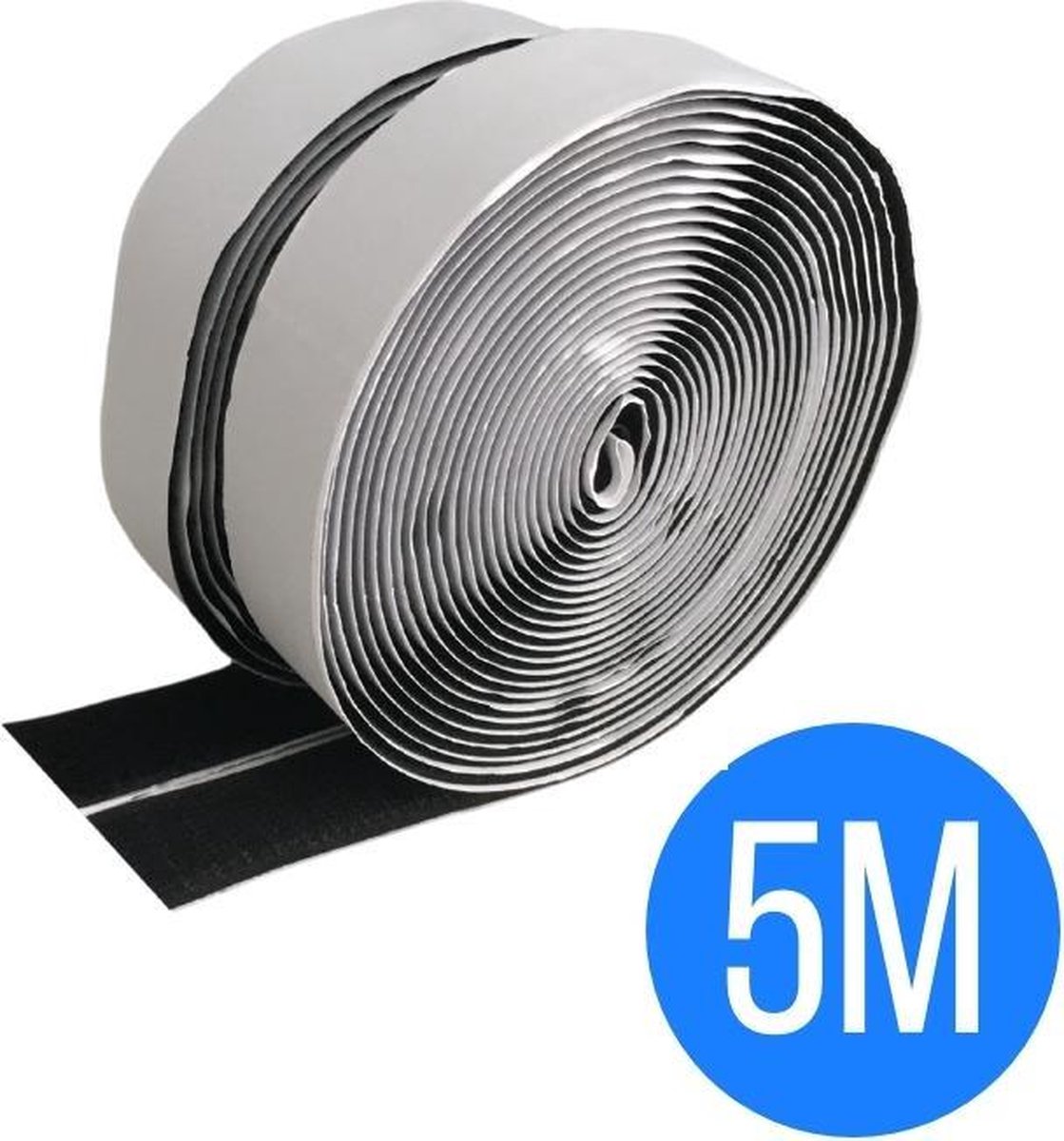 Klittenband zelfklevend zwart 5 meter - klittenband rol - zwart - ultra sterk