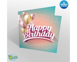 Muziekwenskaart - Happy Birthday – zelf opneembaar – 60 seconden – 21x21cm – hoge kwaliteit – inclusief envelop