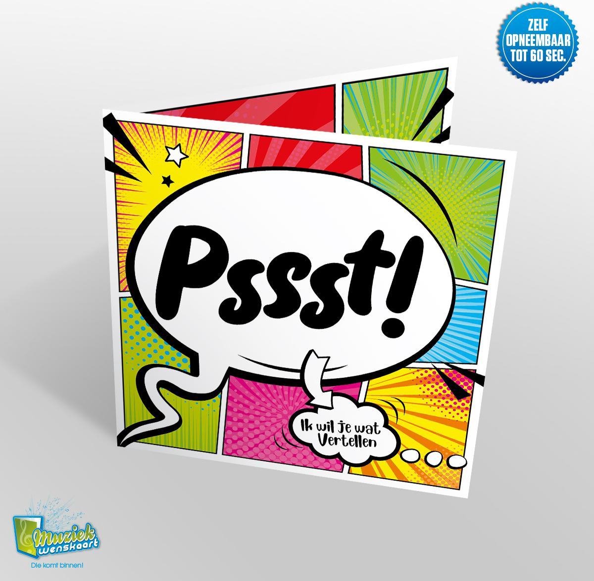 Muziekwenskaart – Psssst – zelf opneembaar – 60 seconden – 21x21cm – hoge kwaliteit – inclusief envelop