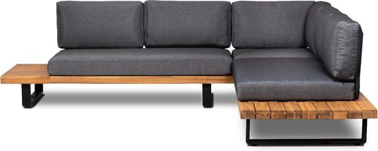 Hoek loungeset Bastan| Grey | Gemaakt van Acacia hout en Aluminium | bol.com