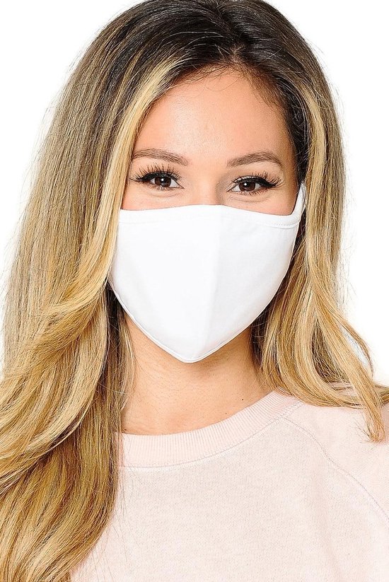 Premium kwaliteit katoen mondkapje - mondmasker - gezichtsmasker | herbruikbaar / Wasbaar | Wit - AWR