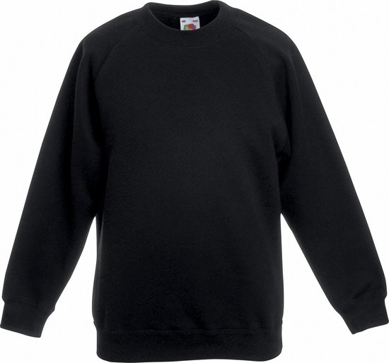 Fruit Of The Loom Kinderen Unisex Raglan mouwen Sweatshirt (Zwart)